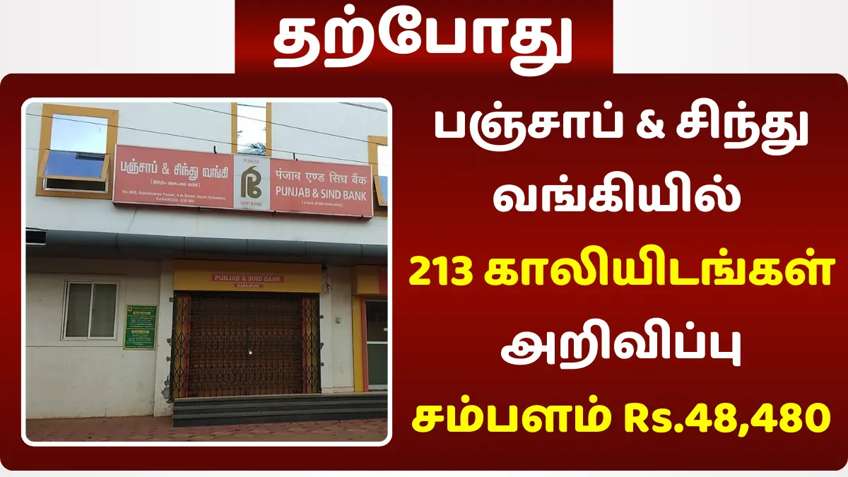 பஞ்சாப் & சிந்து வங்கியில் 213 காலியிடங்கள்