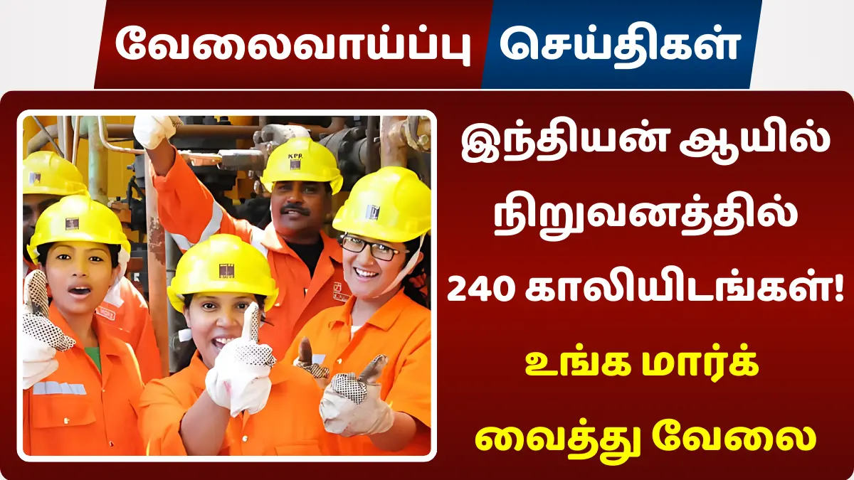 இந்தியன் ஆயில் நிறுவனத்தில் 240 காலியிடங்கள்