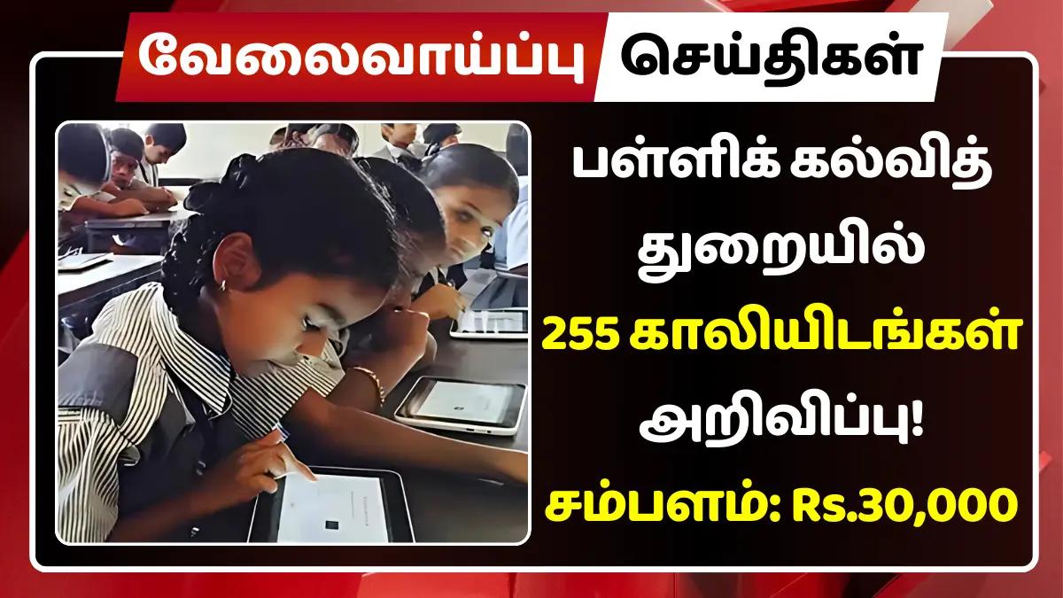 பள்ளிக் கல்வித் துறையில் 255 காலியிடங்கள் அறிவிப்பு